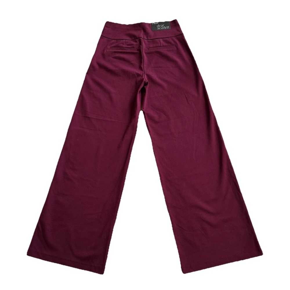 Dear Scarlett Magic High Waist Wide Leg Wine Pants-S-Business Chic Office Siren - Picture 3 of 9